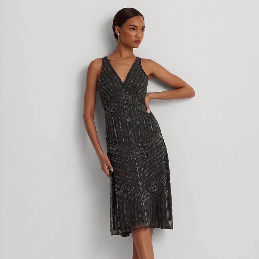 NWT Beaded Sleeveless Cocktail Dress Lauren by Ralph Lauren